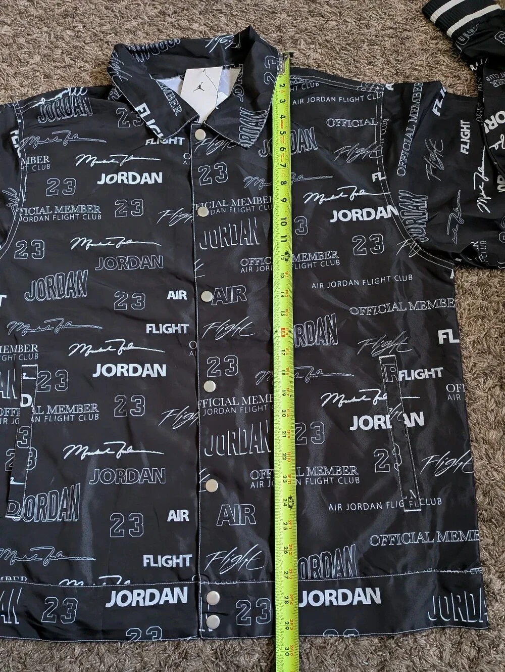 NWT Air Jordan Flight Club MVP Black Logo Loose Fit Snap Button Jacket Men's L